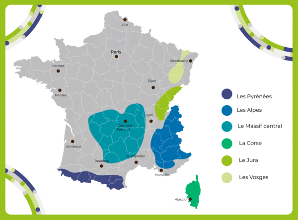carte de la France où le pneu neige est obligatoire